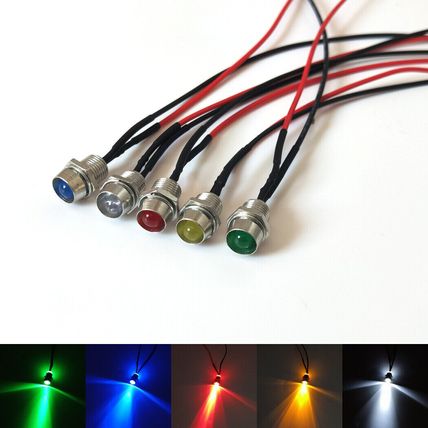 12V 8mm hole wired LED Indicator Light Pilot Lamp Bulb Panel Warning Signal