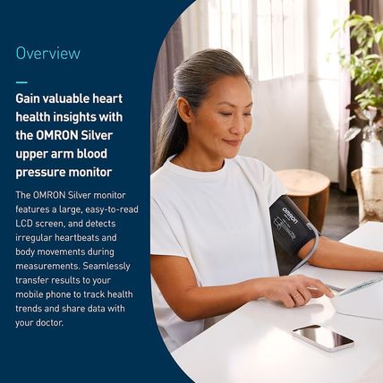 OMRON Silver Upper Arm Blood Pressure Monitor - Clinically Validated Blood Press