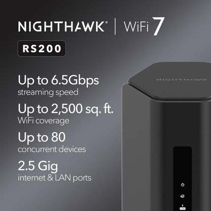 NETGEAR Nighthawk Dual-Band Wifi 7 Router (RS200) – Security Features, BE6500 Wi