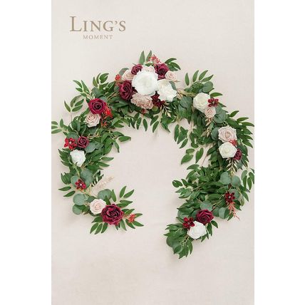 Ling'S Moment Flower Garland - 6FT Eucalyptus & Rose - Sweetheart Table Decor fo