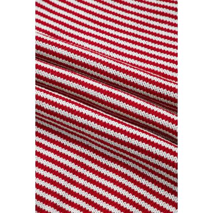 Red Stripe Geometric Textured Drop Shoulder Sweater