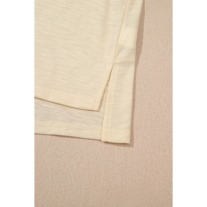 Beige Solid Color Tank Top and Smocked Waist Pants Set