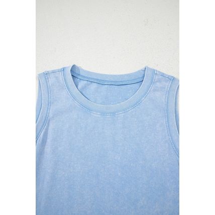 Beau Blue Mineral Wash Tank Mini Dress with Pockets