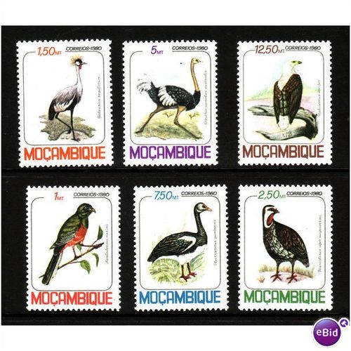 MOZAMBIQUE 1980 BIRDS SET 6 VALS U/M MINT