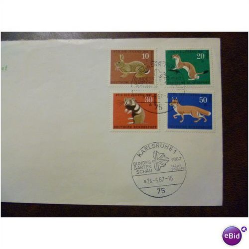 Germany 1967 Federal Garden Show special event cover animal set of 4 stamps