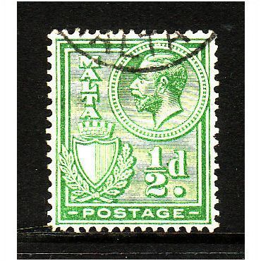MALTA 1926 SG158 1/2d YELLOW GREEN FINE USED