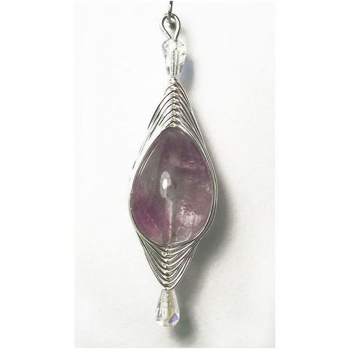 Pendant purple amethyst briolette 30 cts 20 mm x 15 mm unisex costume jewelry