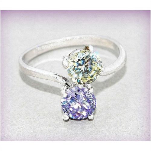 Pale Pink Yellow Sparkling Crystal White Gold-plated Ring Jewellery 1823