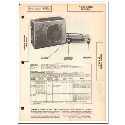 philco model cr-4 cr-6 6-tube am car radio sams photofact manual