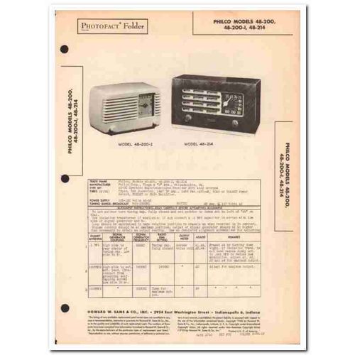 philco model 48-200 48-200-i 48-214 am radio sams photofact manual