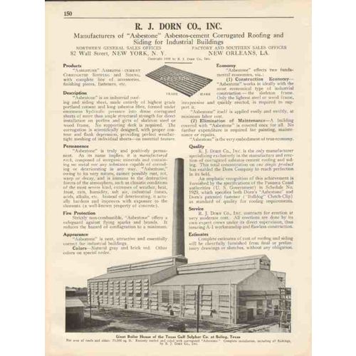 r j dorn company 1931 asbestone asbestos cement roof vintage catalog