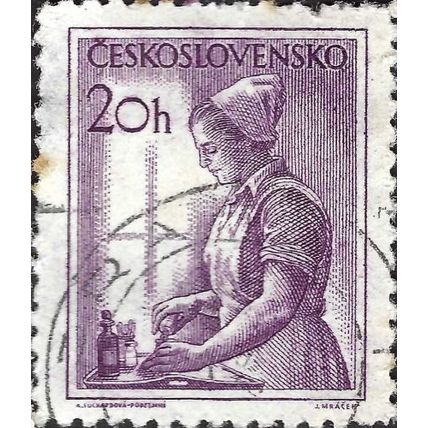 CZECHOSLOVAKIA, Nurse, violet 1954, 20h, #2