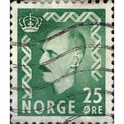 NORWAY, King Haakon VII, grey-green 1956, 25ore