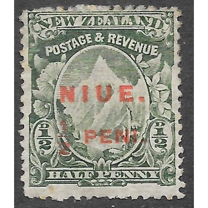 NIUE 1902 QV HALFPENNY SURCHARGE NEW ZEALAND OVERPRINT COOK MOUNTAIN MINT MH