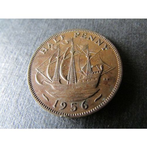 1956 QUEEN ELIZABETH II HALFPENNY - COIN - 2 FREE POST. AA