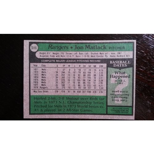 1979 Topps Card # 315 Jon Matlack Excellent (5) Texas Rangers