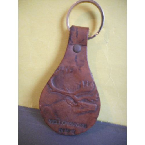 Yellowknife Northwest Territories Canada Leather Keychain,Hunting,Elk,Caribou