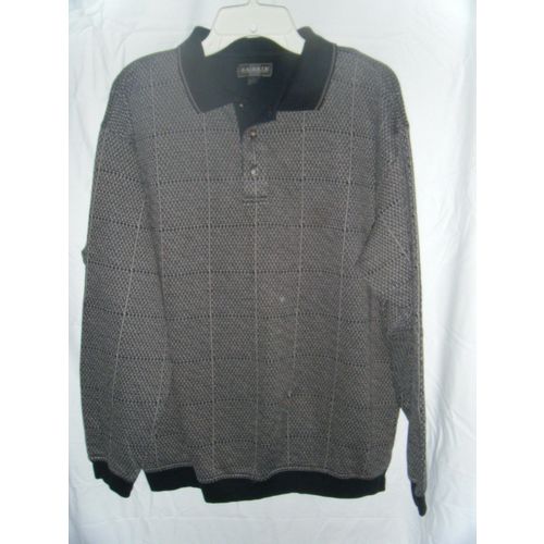 Men's Knights Sportswear Check Pattern LS Polo Sweater Shirt - Size L