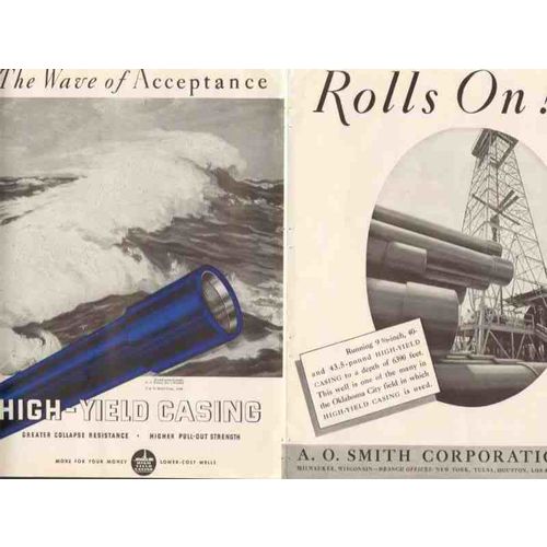 A O SMITH COMPANY 1936 Wave high-yield casing oil well vintage ad