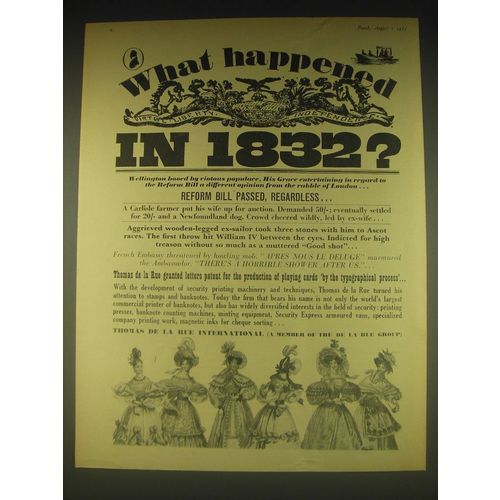 1962 Thomas de la Rue International Ad - What happened in 1832?