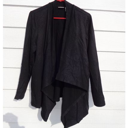 LOGO LOUNGE Lori Goldstein Black Cardigan L 44 Chest French Terry A261065 018