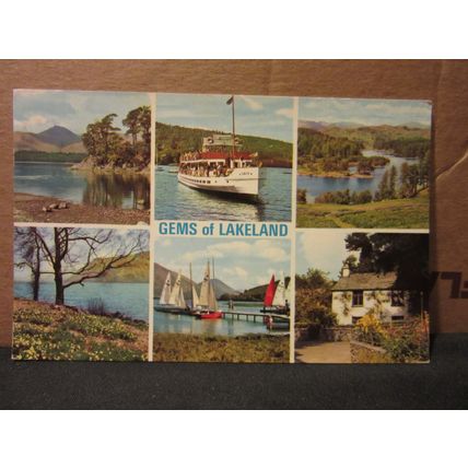 multiview, GEMS OF LAKELAND. CUMBRIA used postcard. by Gomis Ltd.. 1978 pm #