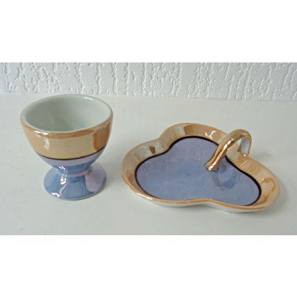 Japanese Egg Cup and Stand lustreware hand painted Seiji & Co?