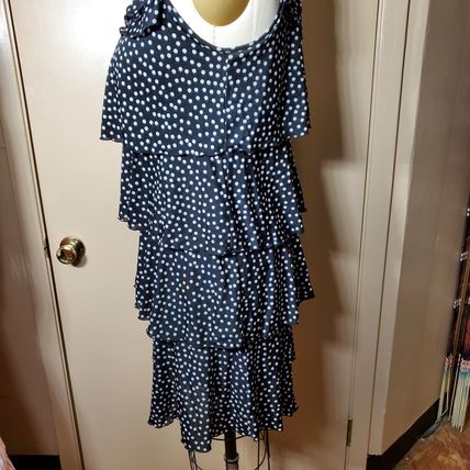 Style & Co Layered Ruffle Dress - XL - Black & White Dots