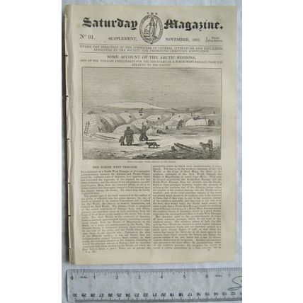 1833 The Saturday Magazine No. 91 The Arctic Regions, NW Passage, expenditions