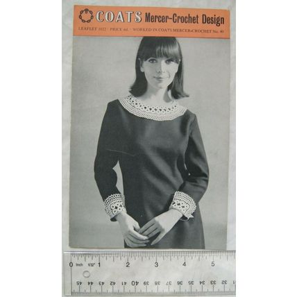 Vintage: Coats Leaflet 1022 crochet ring motif collar and cuffs