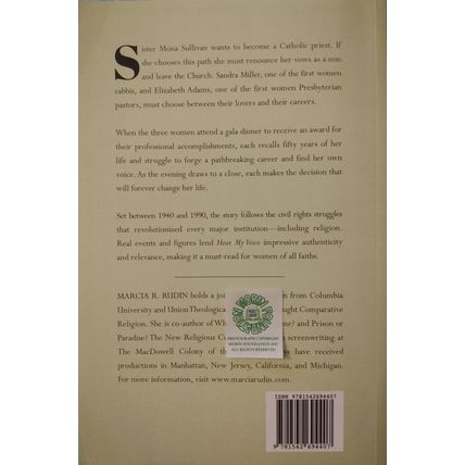 HEAR MY VOICE by MARCIA R RUDIN historical fiction about women clergy