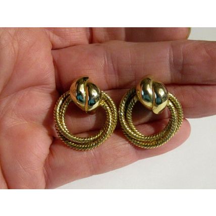 Twist Swirl Gold Plated Post Drop Earrings