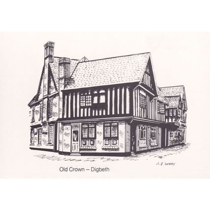 The Old Crown Digbeth Birmingham Pub Painting Postcard