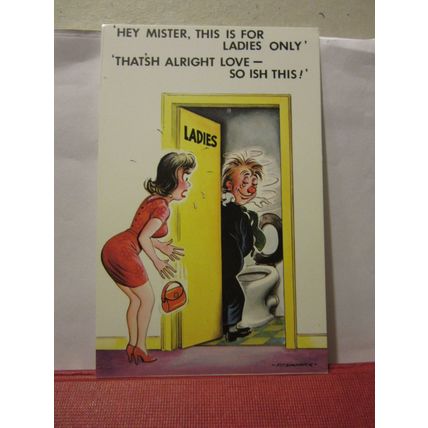 SAUCY SEASIDE POSTCARD humour BAMFORTH & CO no 072 black triangle Ladies loo #