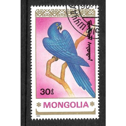 MONGOLIA 1990 PARROTS 30M HYACINTH MACAW SG 2155 FINE USED #5