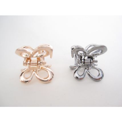 Tiny small dark silver or rose gold butterfly metal hair claw clip
