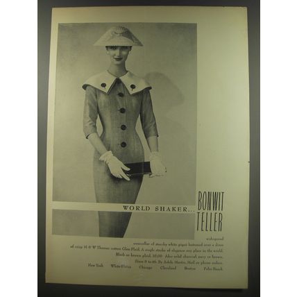 1956 Bonwit Teller Suit by Adele Martin Ad - World Shaker