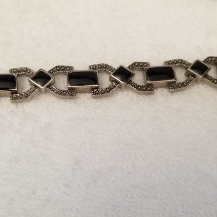 Silver Tone Black Bracelet