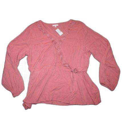 Womens Wrap Top Shirt Size XXL Maurices Pink New