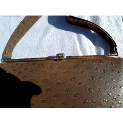 Vintage 1960's Brown Hand Bag - Mock Ostrich Skin