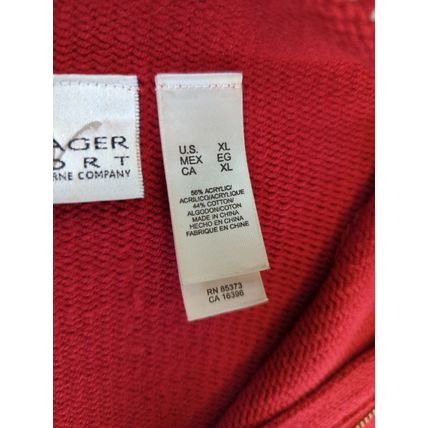Vintage Villager Sport by Liz Claiborne Nautical Half Zip Sweater XL Cherry Red