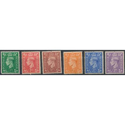 KGVI Definitive: 6 Values - GB 1941/42 - NM H - SG 485/90 (B)
