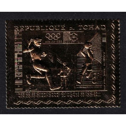 Chad Football Mexico GOLD FOIL 1970 MNH MI#306A