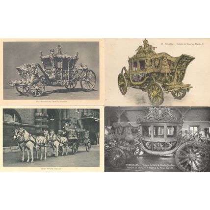 His Her Majesty's King Queen State Coach Royal Transport 4x Old Postcard s