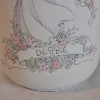 Vintage 1993 Enesco PRECIOUS MOMENTS DEBBIE COFFEE MUG Porcelain Tea Cup