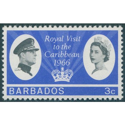 Barbados 1966 3c black & ultramarine Royal Visit SG340 MNH