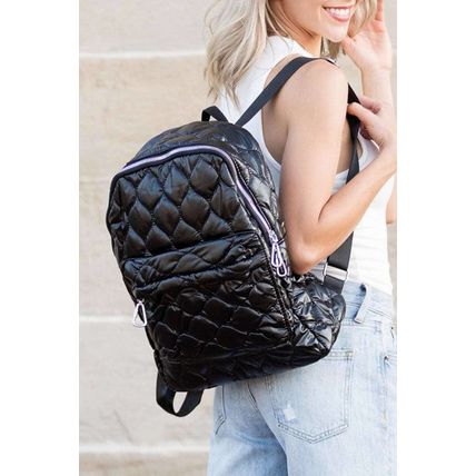 Black Quilted Large Capacity Functional Backpack