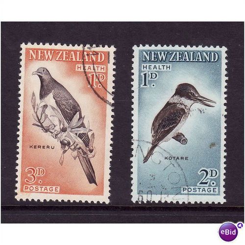 NEW ZEALAND 1960 SACRED KINGFISHER AND PIGEON SG803/804 SET 2 VALS FINE USED