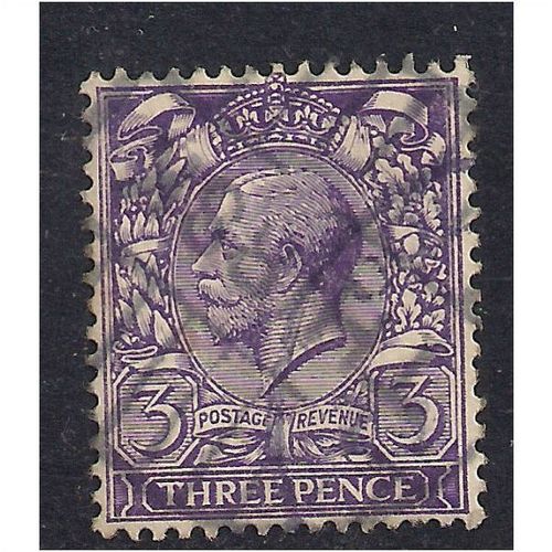 GB 1912 - 24 KGV 3d Violet used stamp WMK 100. (H916)