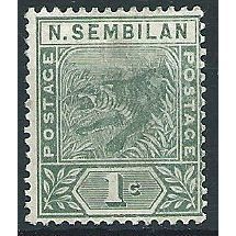 Negri Sembilan 1893 SG2 1c Green Mounted Mint ... .